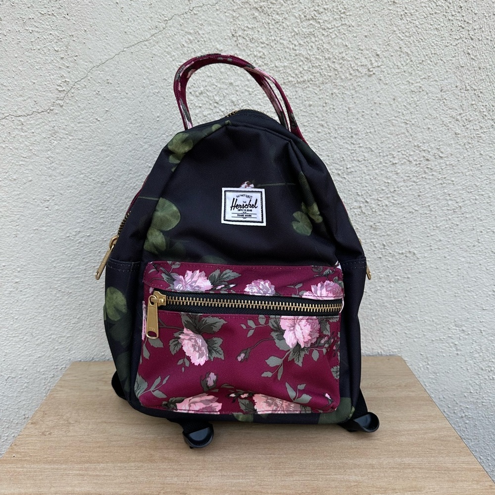 Herschel Supply Company Women's Floral Backpack - Black and Burgundy